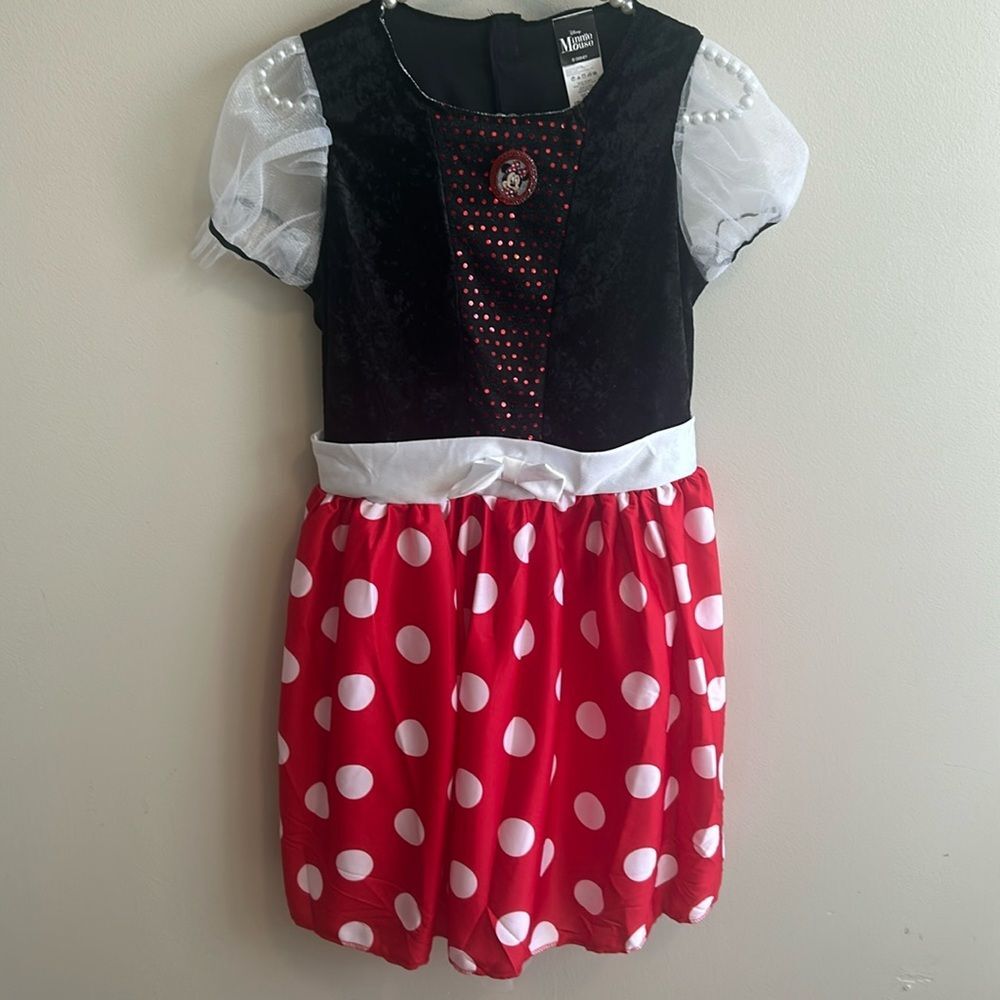 Disney Minnie Mouse Costume Dress Youth Large YL Red Polka Dot Halloween Girls